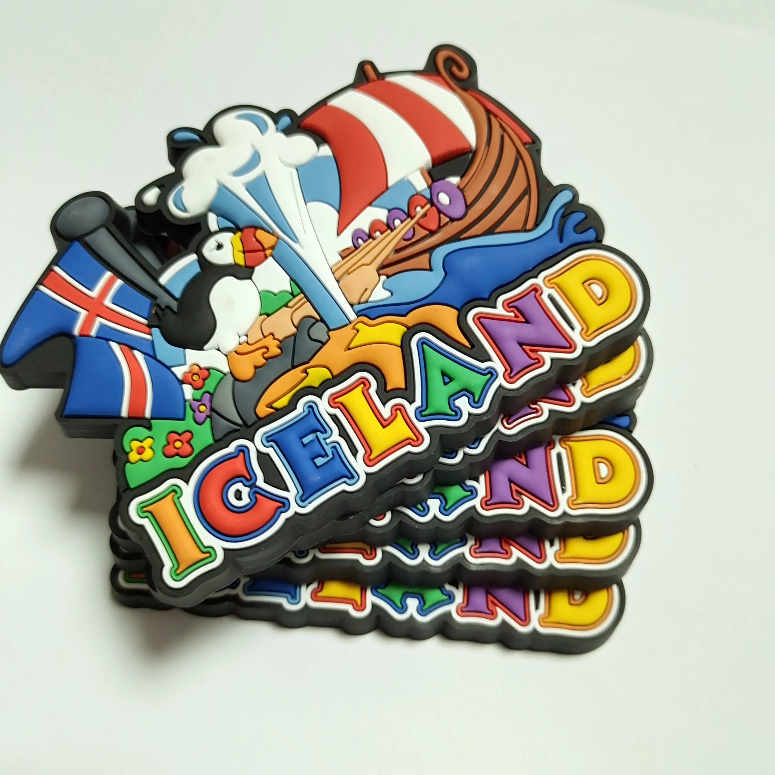 Custom Designed 3D Soft PVC Rubber Refrigerator Medium Size Iceland Country Flair Tourist Souvenir Anniversaries Custom Logo