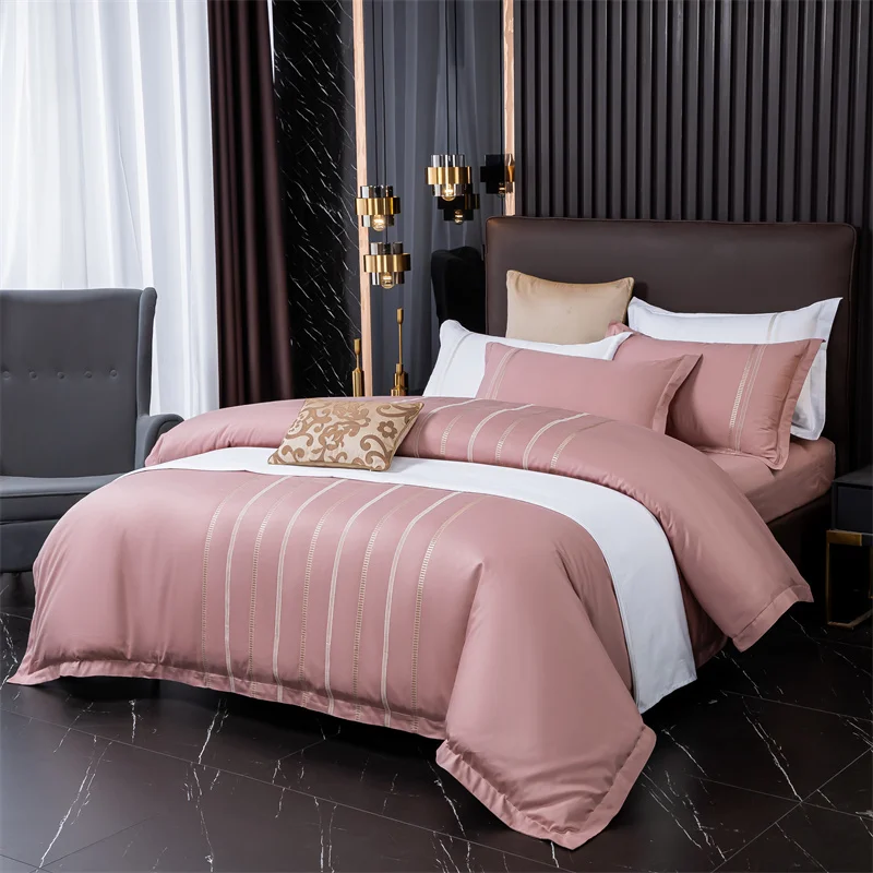 Brillmax Classic Original 40S Cotton Luxury Embroidery Bedding Sets Supet Soft Bedsheets All Season King Bed Sheets