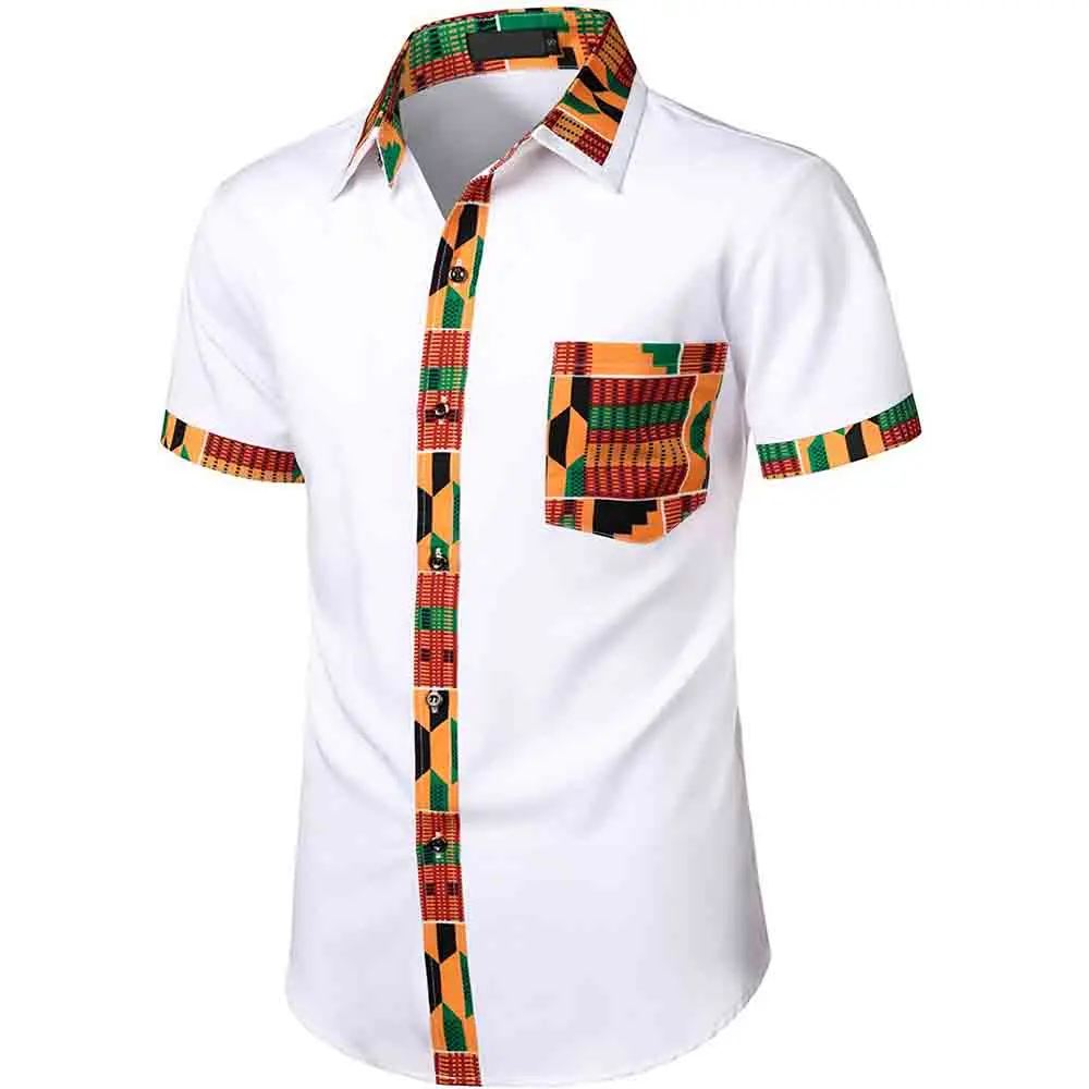 2024 Custom digital printing African men dashiki shirts Polyester Muslim Ethnic men Thobe Traditional Casual Fashion Shirt