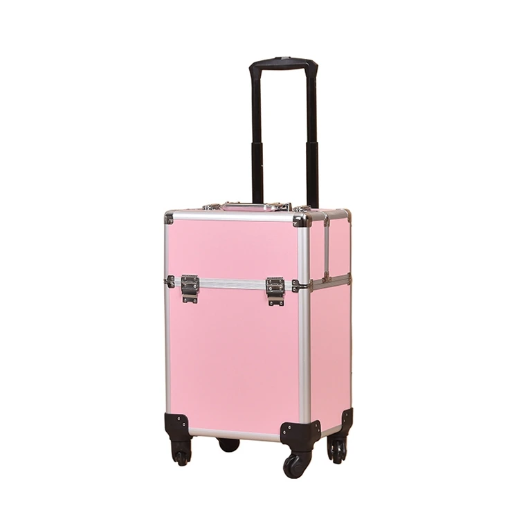 Wholesale Beauty Case High quality large cosmetic box Customized Luggage Rolling Professional Makeup Case With Mirror Legs
