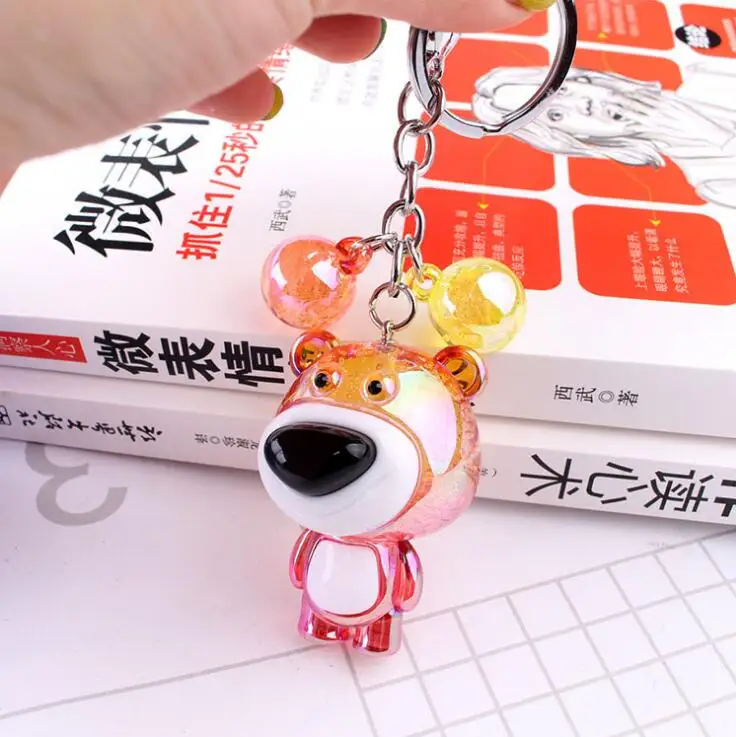 
Super Cute Cracked Bubble Plastic Crystal Acrylic Little Teddy Bear Keychain 