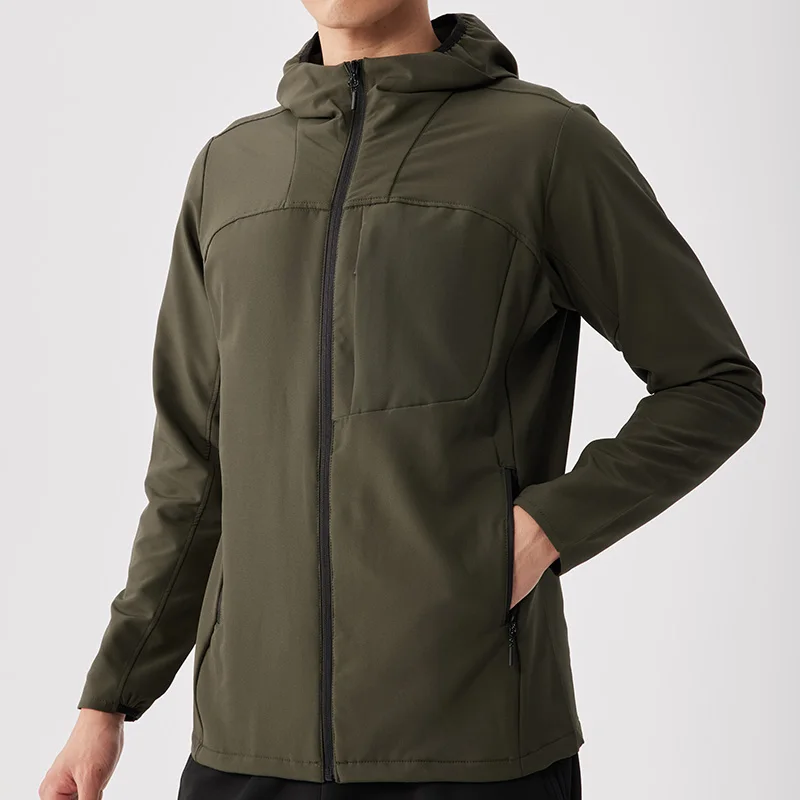 Y-KK Full Zipper Workout Jacket Thin Fleece Waterproof Fabric Blank Hoodies Jacket