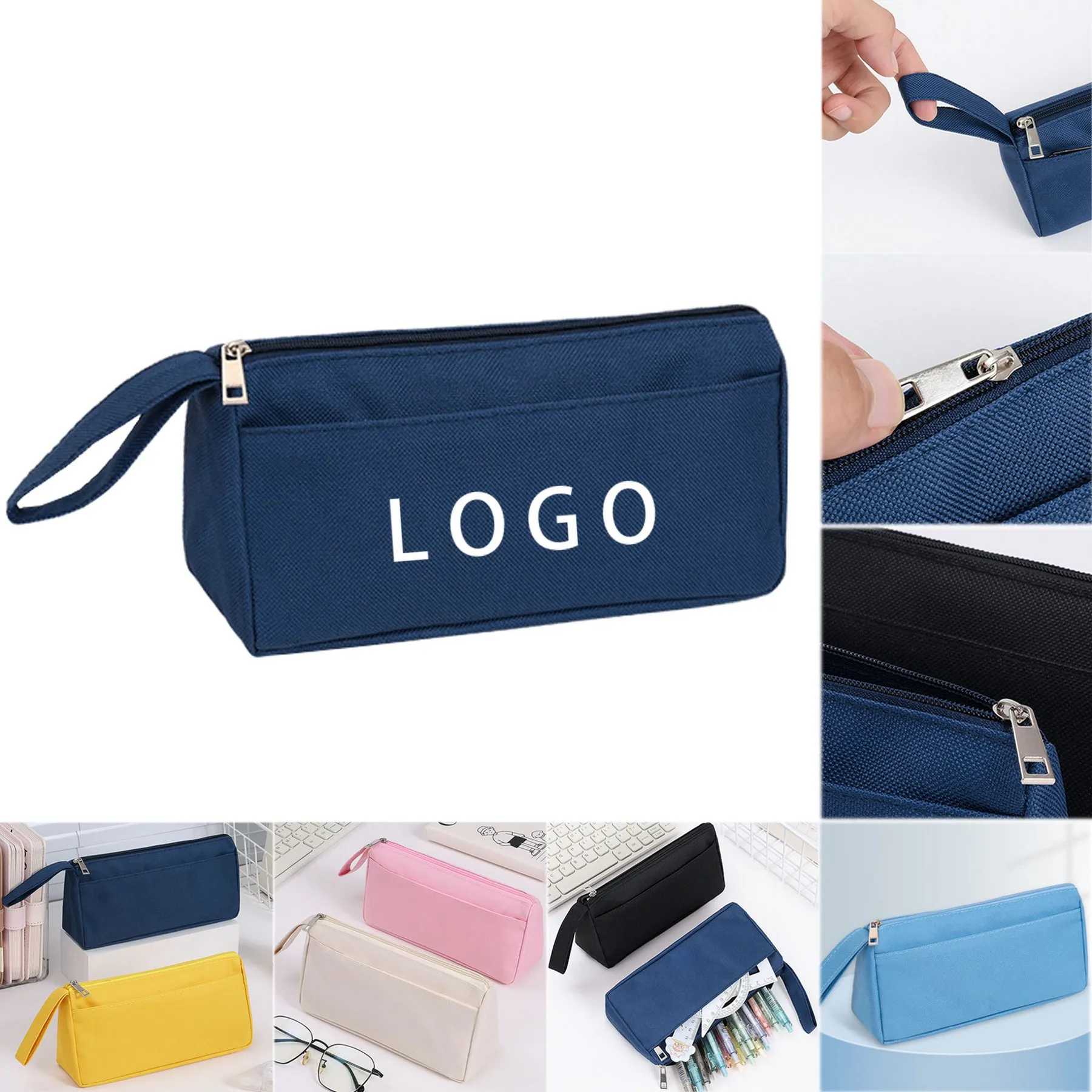 Private Label Luxury Toiletry Makeup Pouch Pencil Case Men Travel Make Up Custom Logo Waterproof Nylon Cosmetic Bag