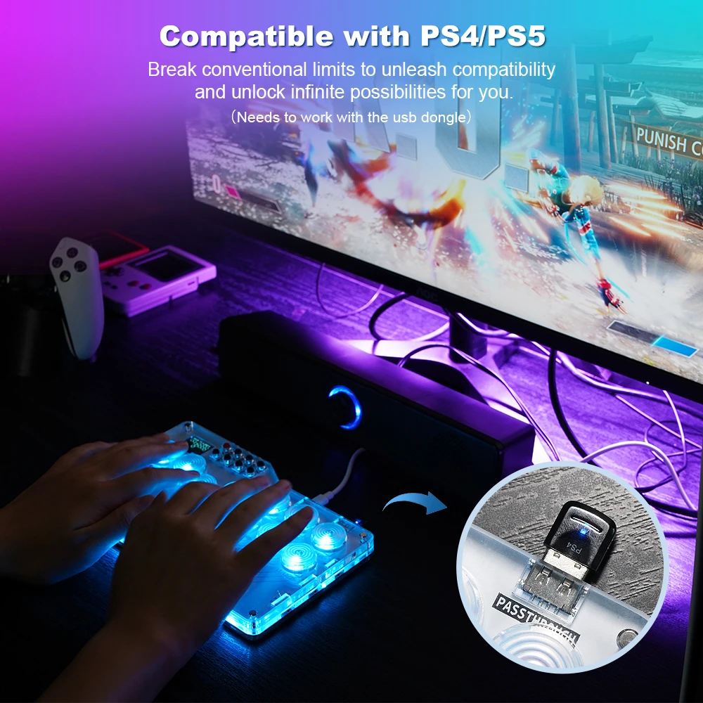 Flatbox Gamepad Pro Hitbox Arcade Stick For P5 Fighting Games Hot SWAP Cherry Switch Leverless Controller For PS4/PS3/NS/PC