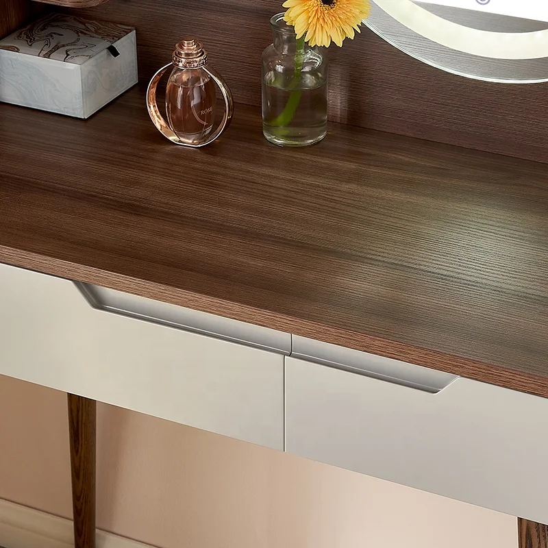 127103 Quanu modern style storage vanity dressing mirror set table with lights around mirror