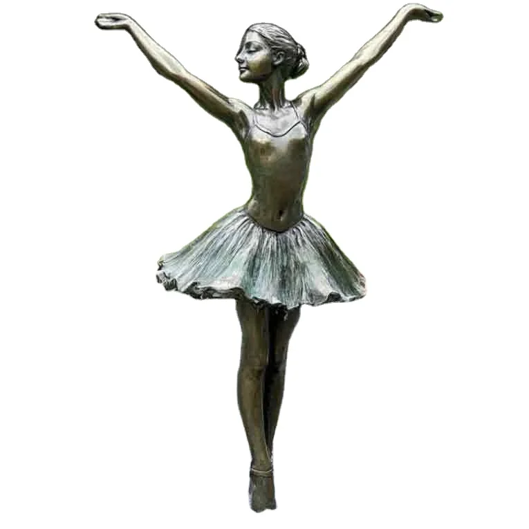 Custom public art brass ballerina statue Water skirt fountain Bronze sculpture