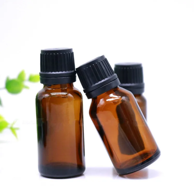 5 ml 10ml 15 ml 20 ml 30ml 50ml 100ml Euro Dropper Amber Essential Oil Glass Bottle with Tamper Evident Cap and Orifice Reducer