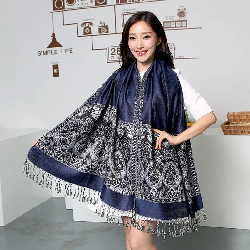 
High quality turkey women jaquard kashmiri pashmina scarf shawls 