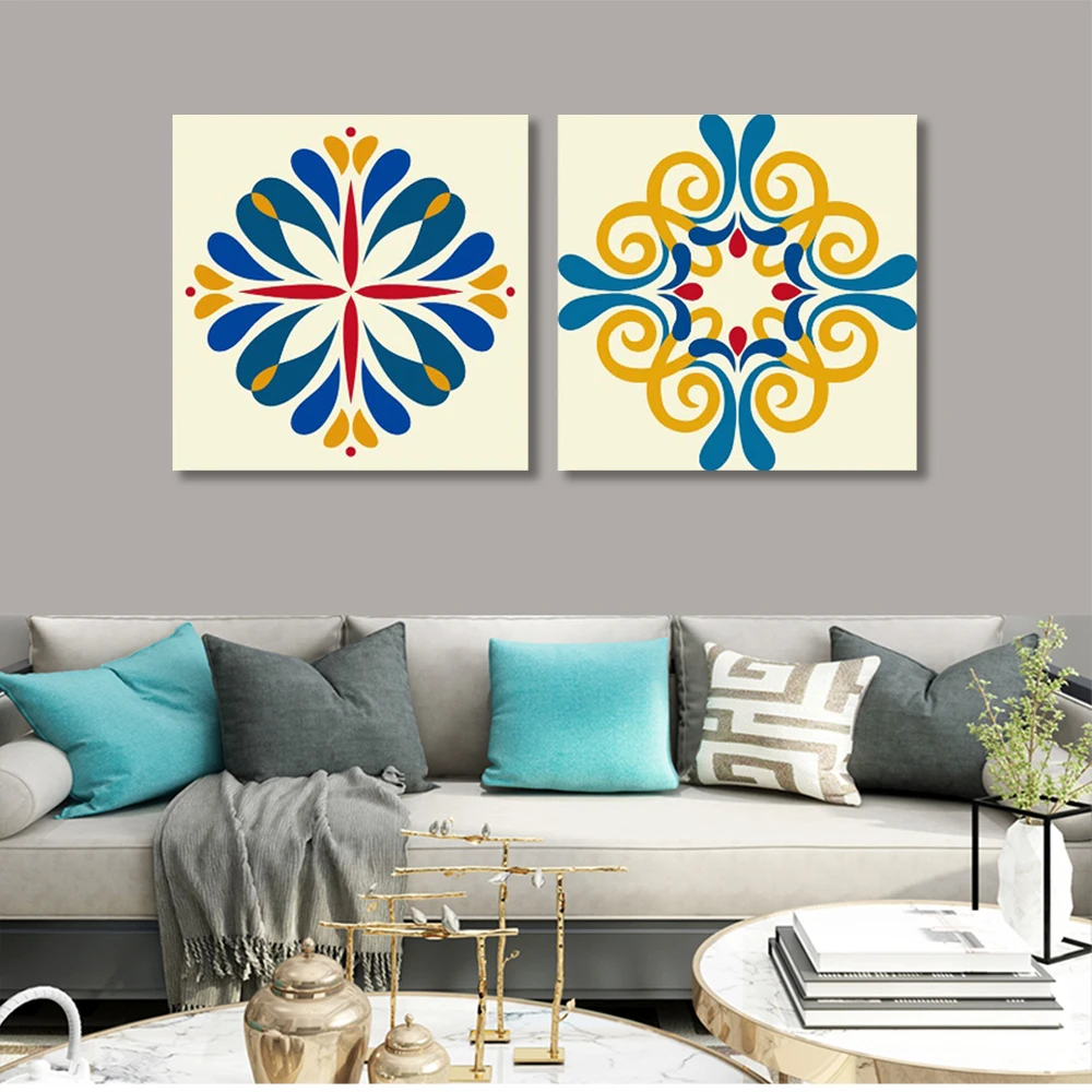 2 Panel Abstract Wall Art Pattern Design Canvas Floral CMYK Wall Deco Printed Canvas Art Sets Ink CARB Modern Stylish,modern