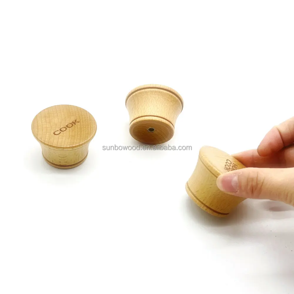 factory custom  carved logo  wooden knob handle use for pot  kitchenware knob furniture handle knob