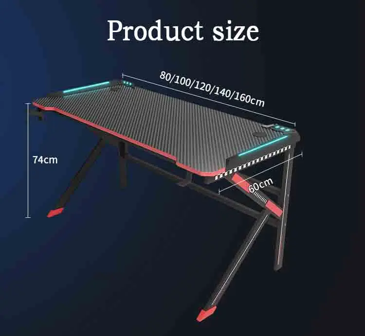 Wholesale Gaming PC Desk Computer Racing Table With RGB Led Lights Gaming Table For Gamer