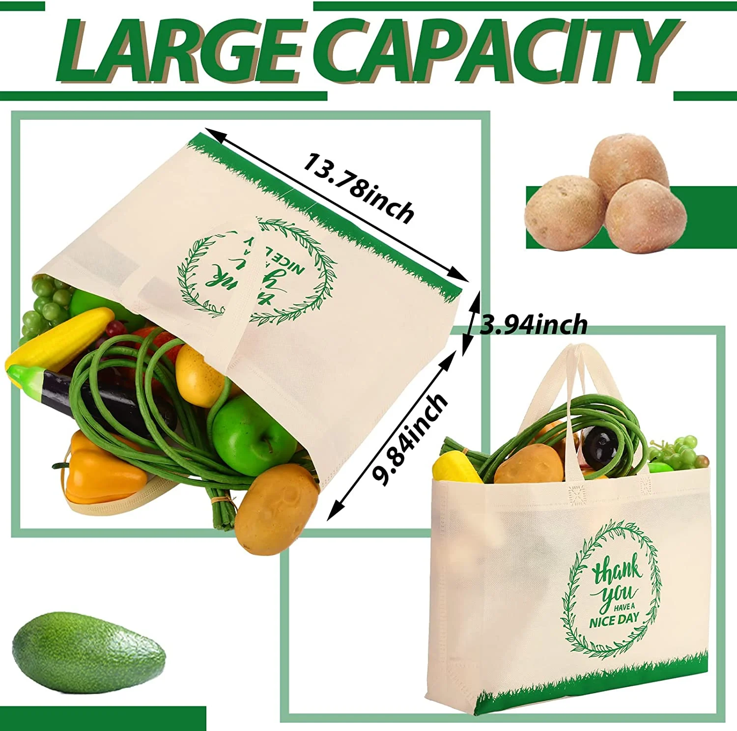 Tote Bags Bulk Reusable Non Woven custom Tote Bags with Handles Foldable Portable Fabric Tote Bag for Shopping Grocery