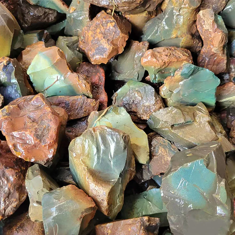 Natural Alxa color green agate raw stone wholesale high quality rough green agate Alxa gemstone