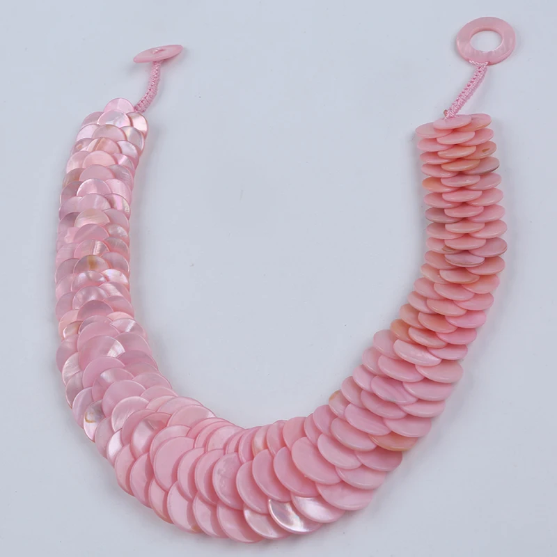 Zhuji Wholesale Natural Pink Fish Scale Mother Of Shell Necklace For Women Wearing