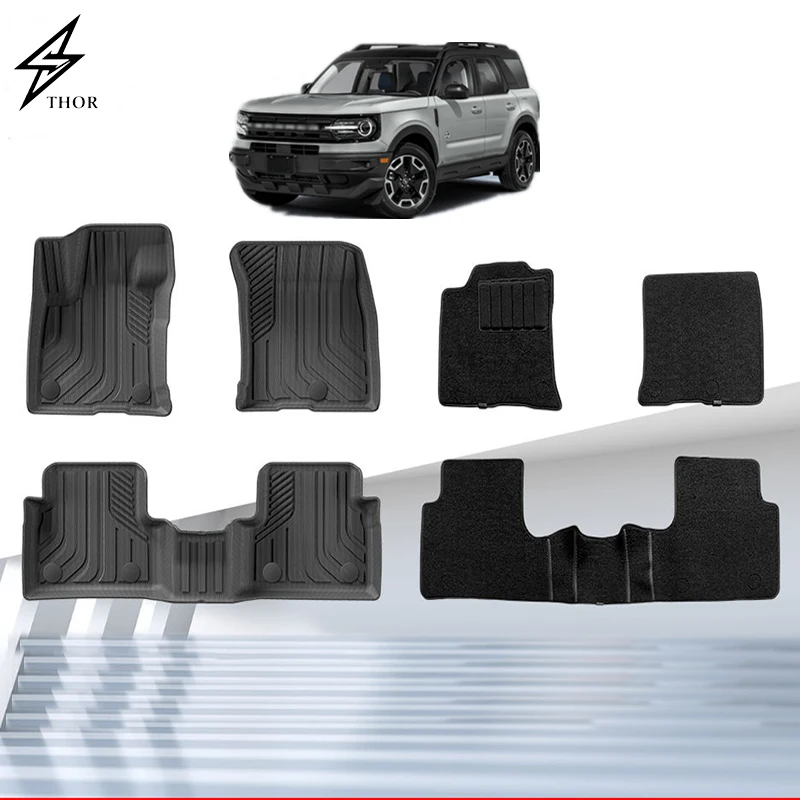7d Tpe Car Puzzle Carpet Floor Mats Liner For New Ford Bronco Sports Accessory 2021 2022 2023 2024 Rubber Floor Mats Non Slip