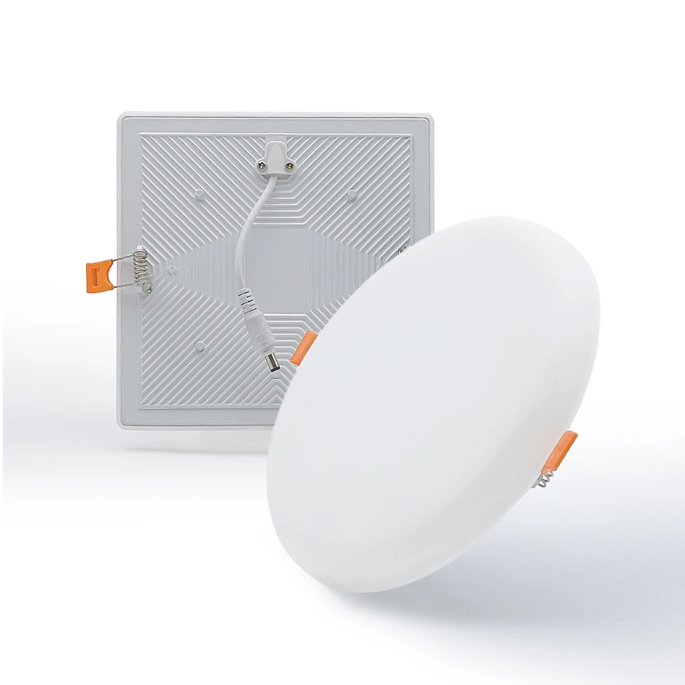 Cheap simple dimmable waterproof ip 44 round square embedded flat wall mounted backlit adjustable frameless led panel light