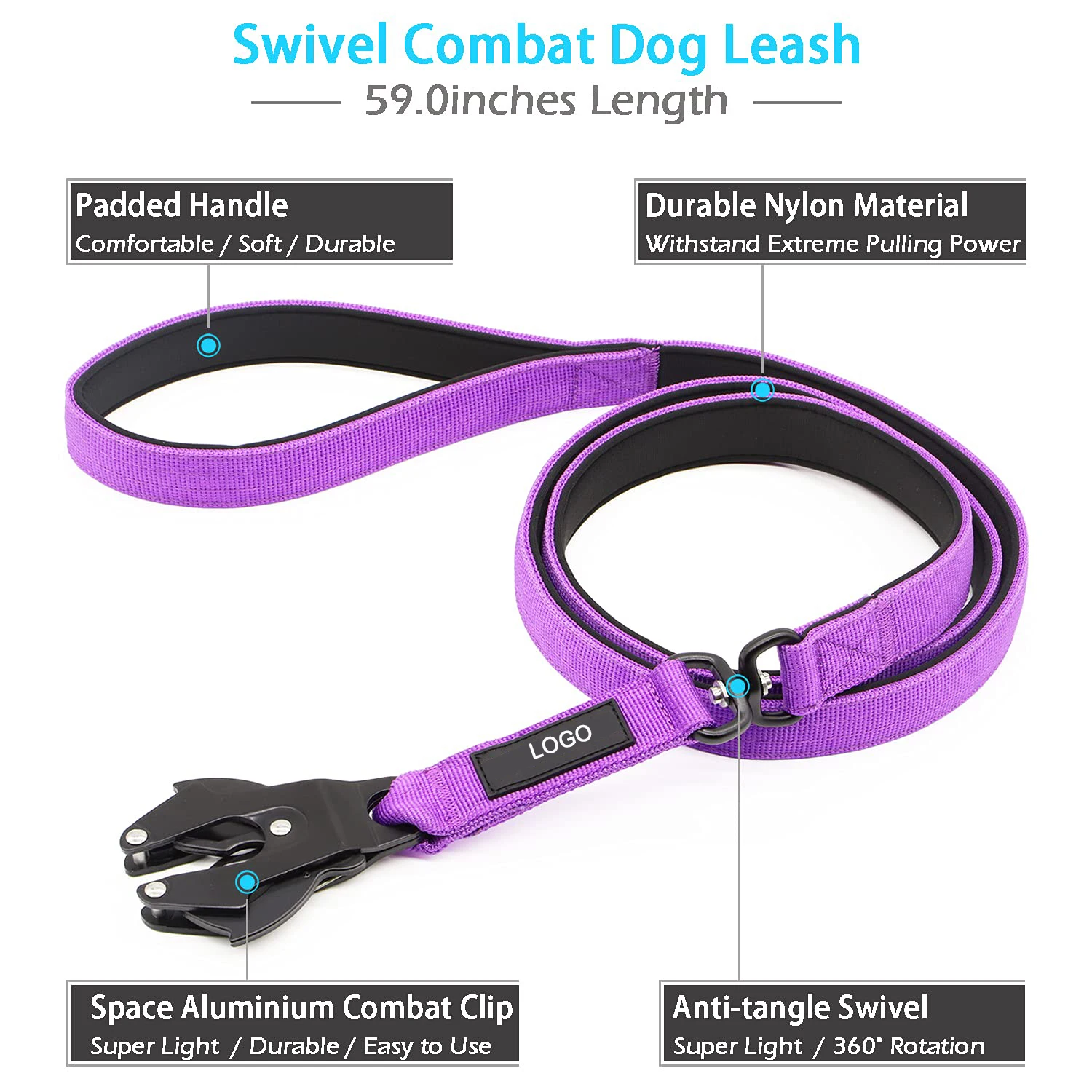 Tactical Nylon Pet Dog Leash With Durable Buckle And Clip,For Large Medium Dogs Training Running