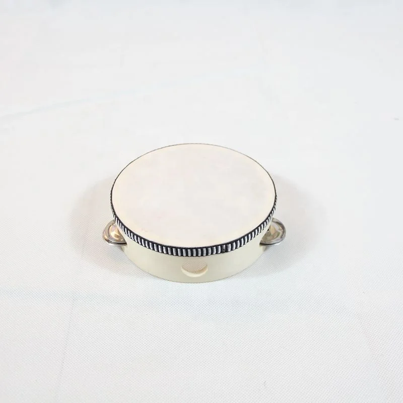 wholesale percussion instrument wood tambourine with sheepskin tambourine
