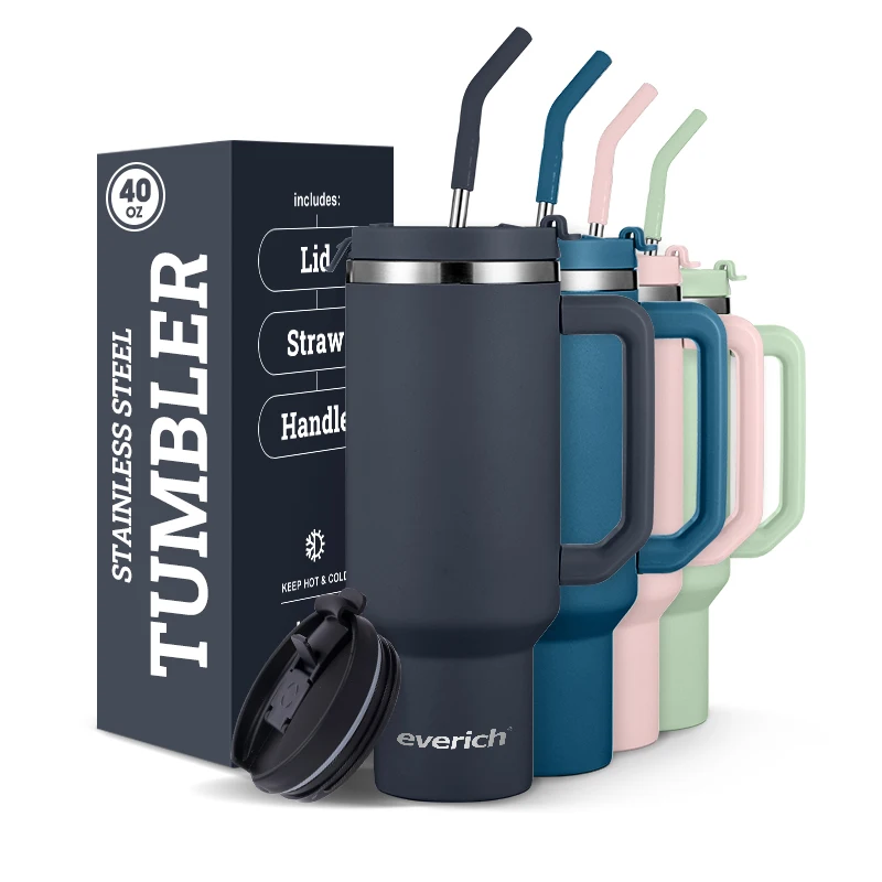 Lead Free 40oz Tumbler Double Wall 304 SS Travel Mug Coffee Mug Insulated Vacuum Mug With Leak-Proof Lid Straw Custom Logo Color