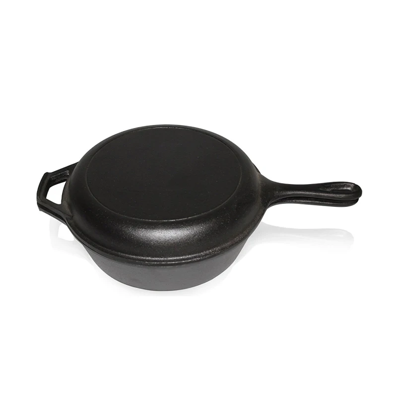 Pre Seasoned Cast Iron 2 in 1 Combo Cooker with Skillet Lid for Camping Outdoor Cooking Dutch Oven