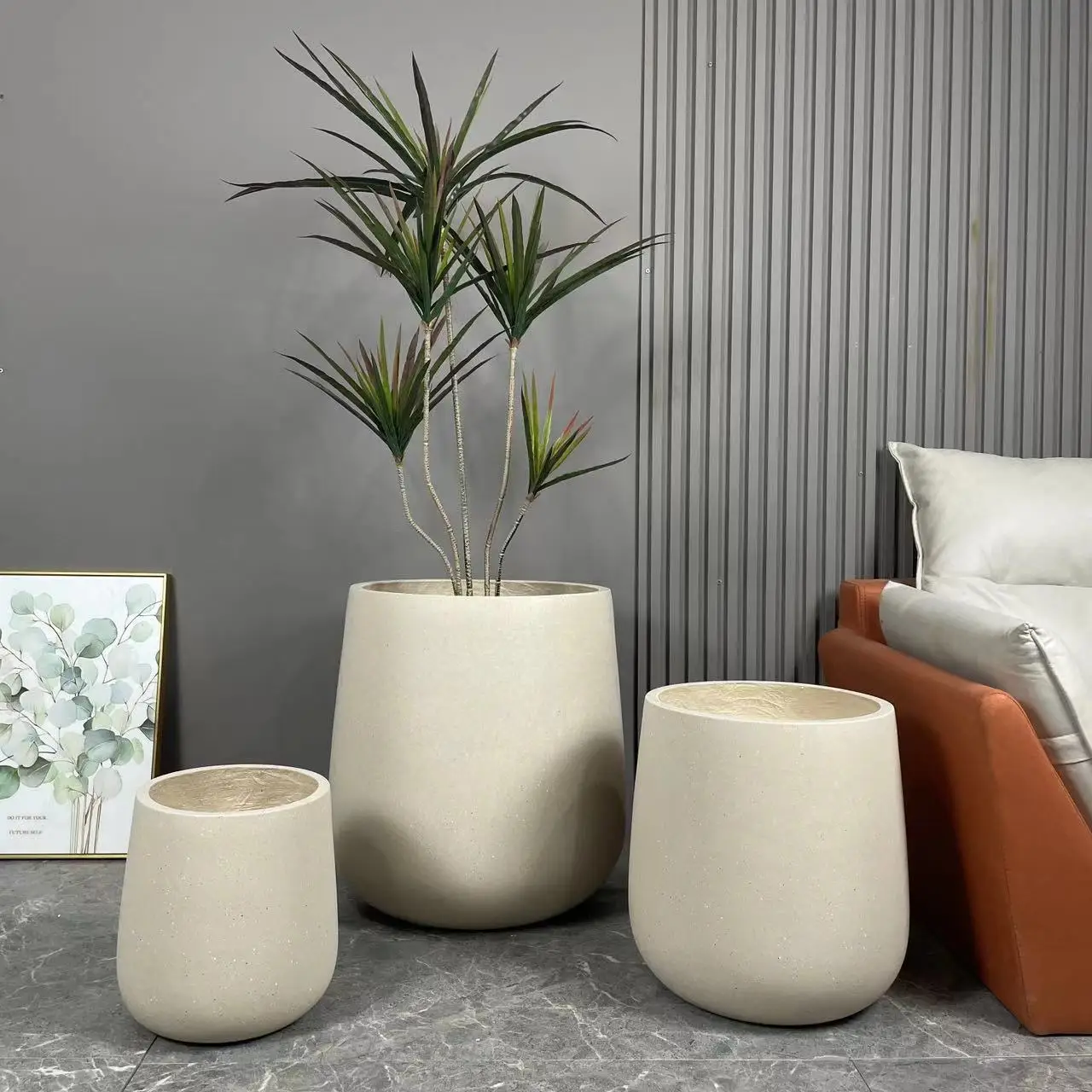 Nordic Simple Round Smooth or Wavy pattern indoor outdoor flower pot for room Decorative vases