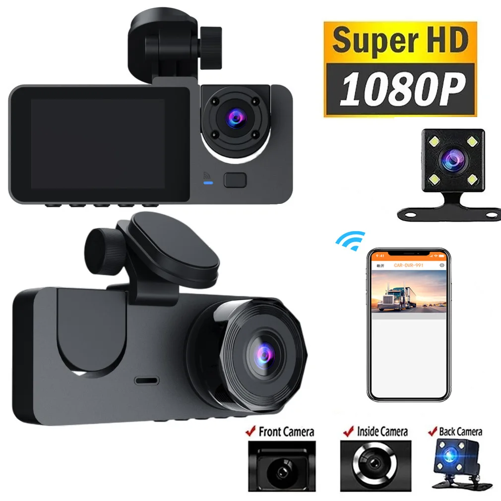 SZDALOS 3 Объектив Wifi Dash Cam HD видеорегистратор автомобильный черный ящик
