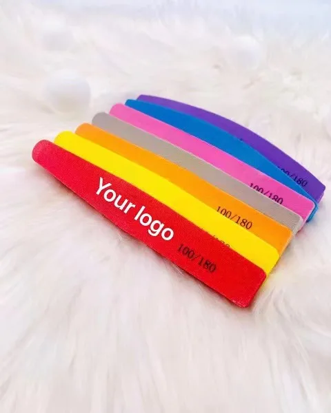 Wholesale Double Side Disposable Shiny Nail Buffer for Nail Art Half Moon Manufacturer Sponge Manicure Nail Files