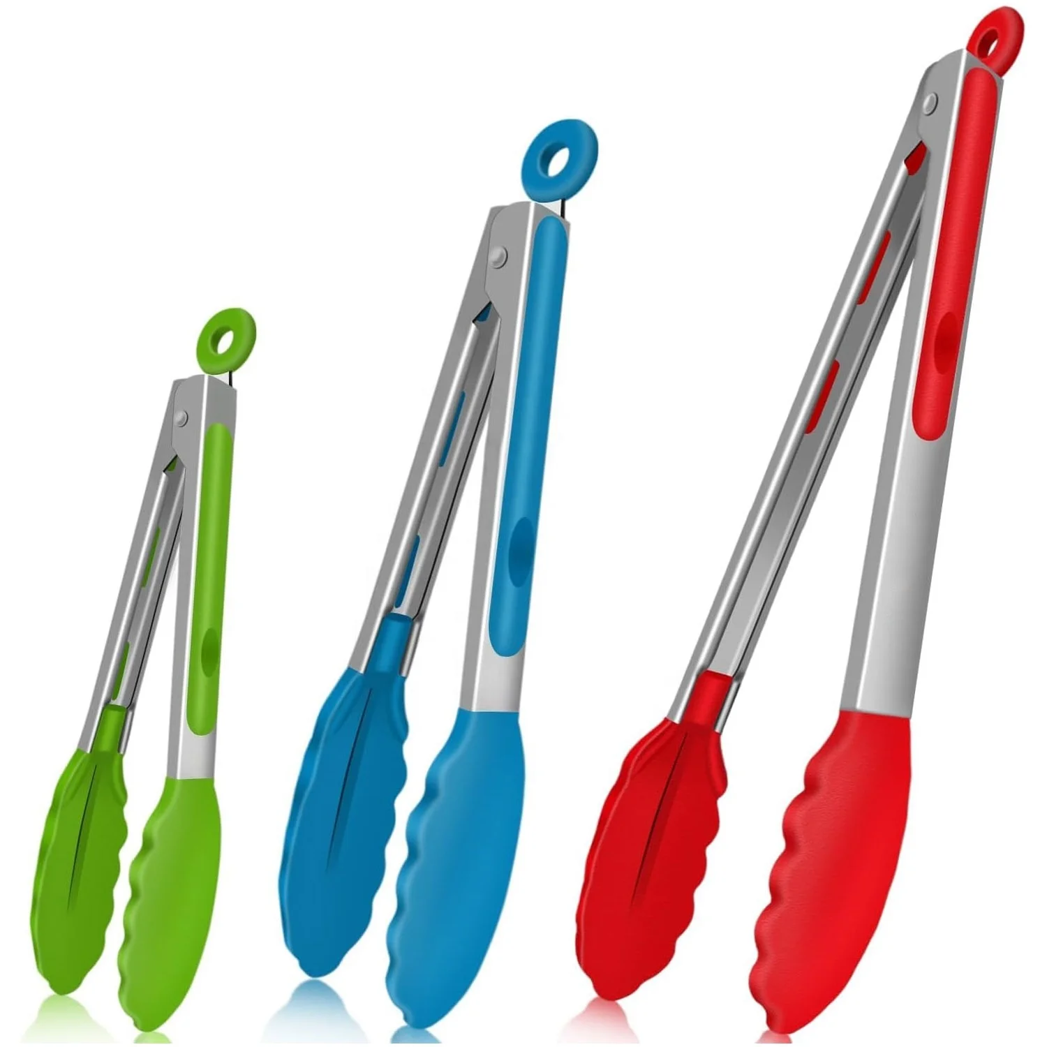 TOALLWIN kitchen gadgets frying food serving barbecue bbq tongs clip clamps silicone food tong stainless steel kitchen tongs