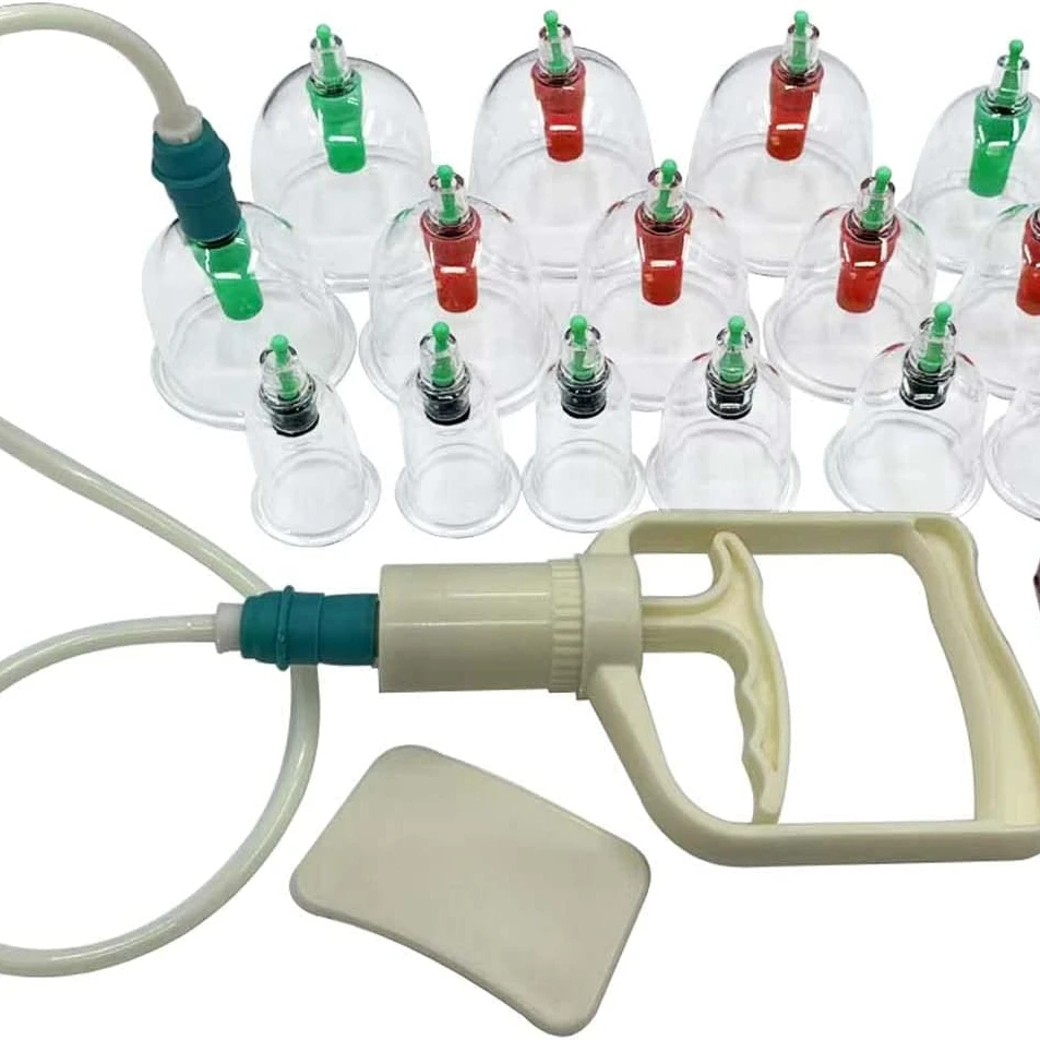 12 pcs  Chinese Cupping Therapy Set with Vacuum Pump Cellulite Massager Vacuum Suction Cupping Cups
