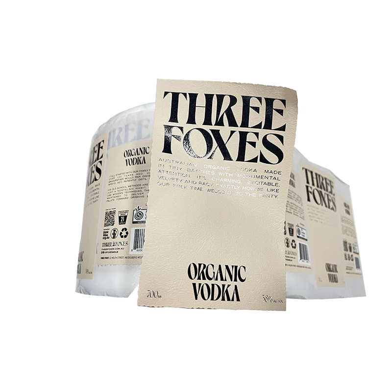 Customized Self-Adhesive Metal Logo Sticker Clear Gold Foil Recyclable Paper Transparent Logo Label Wine Label Print