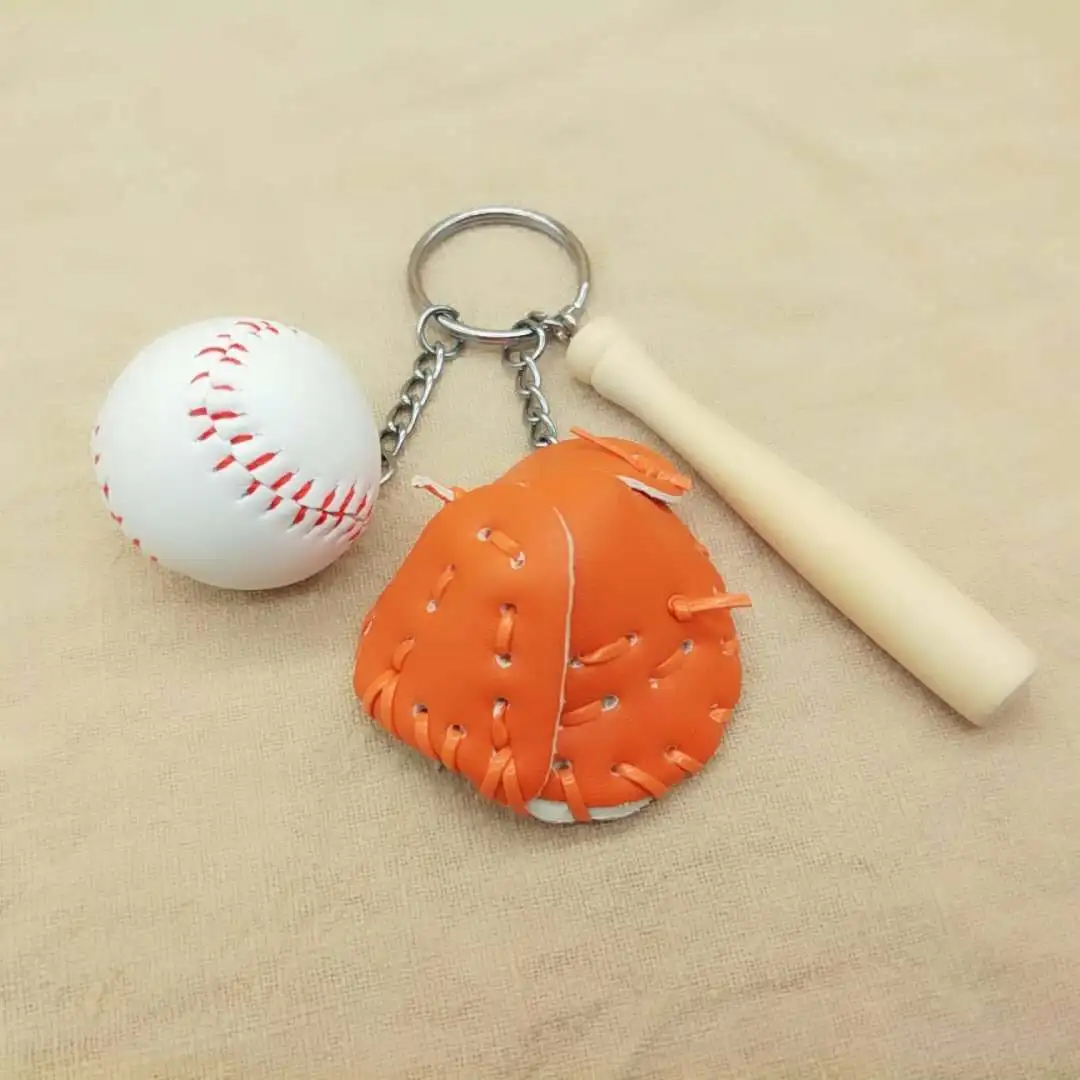 Cartoon Car Keychain Wooden Sports Baseball Keyring Ball Mini softball baseball Keychain