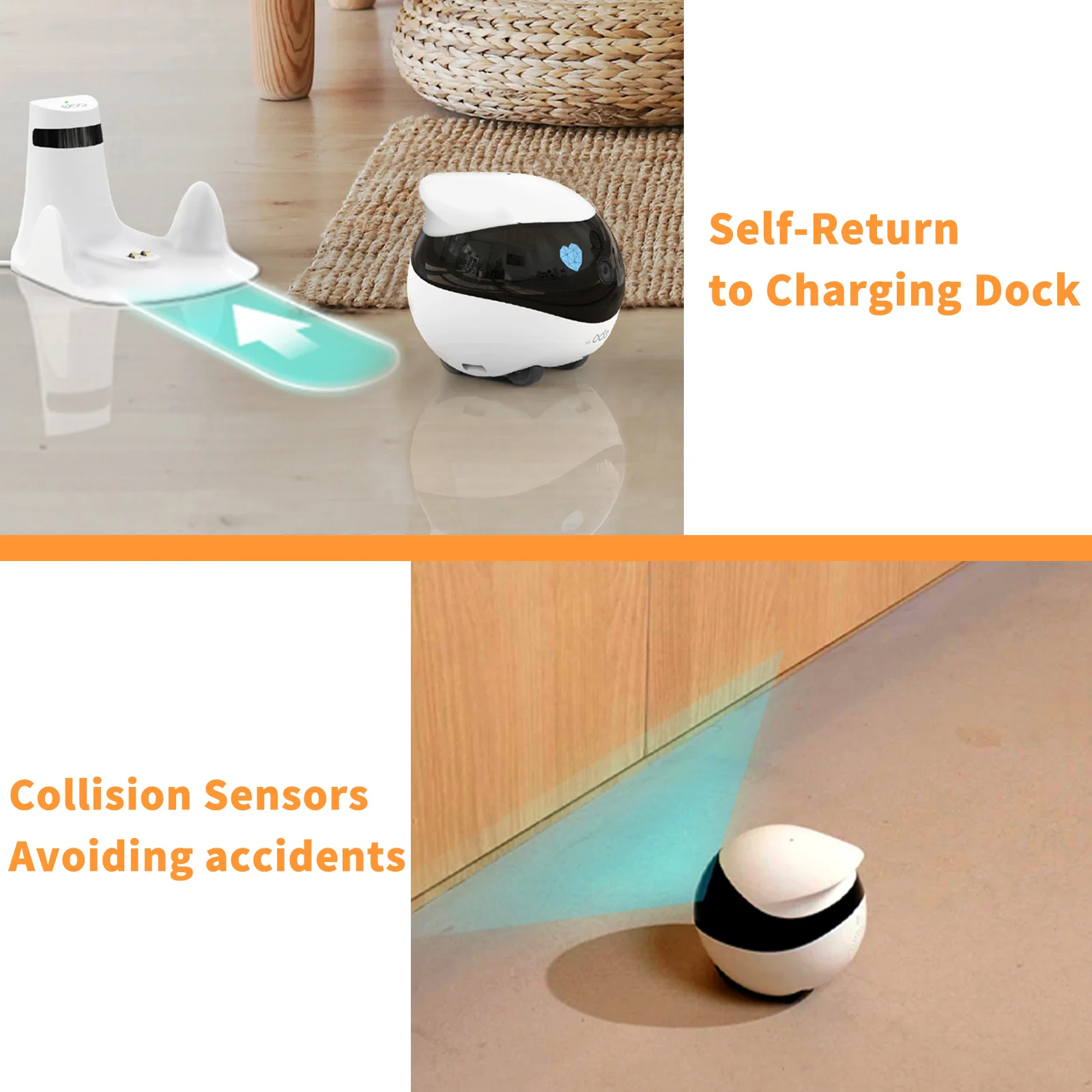 1080P Interactive Pet Robot Moving Home Security Camera with 2 Way Audio Self-Charging Pet Cats Dogs Companion Robot