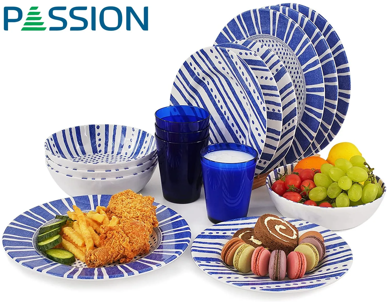 Customized light weight and unbreakable  Melamine   Camping Dishes Set with Dinner Plates and Salad Plates and Cups and Bowl