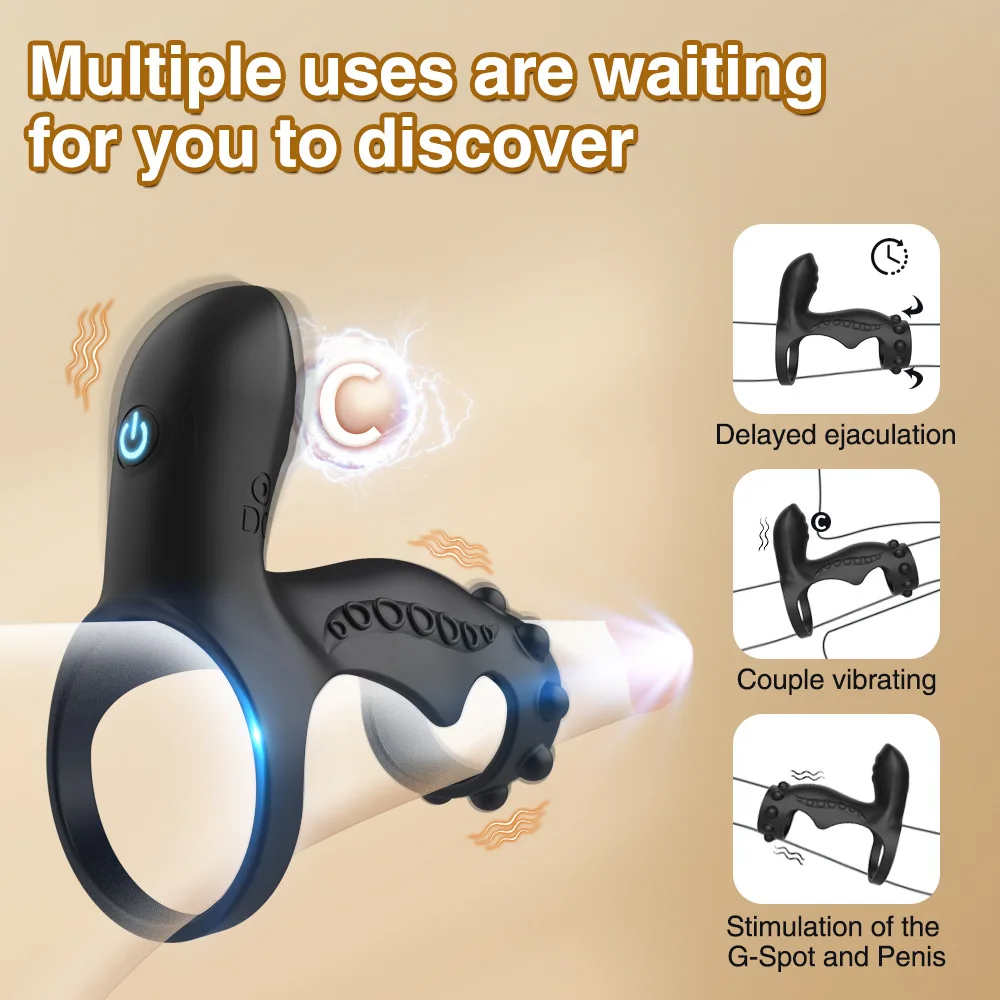Vibrating Penis Ring Cock Sleeve Soft Sex Toys Men Impotent Cock Extender Ejaculation Delay Enhanced Erection 18 Inch Cock Cage