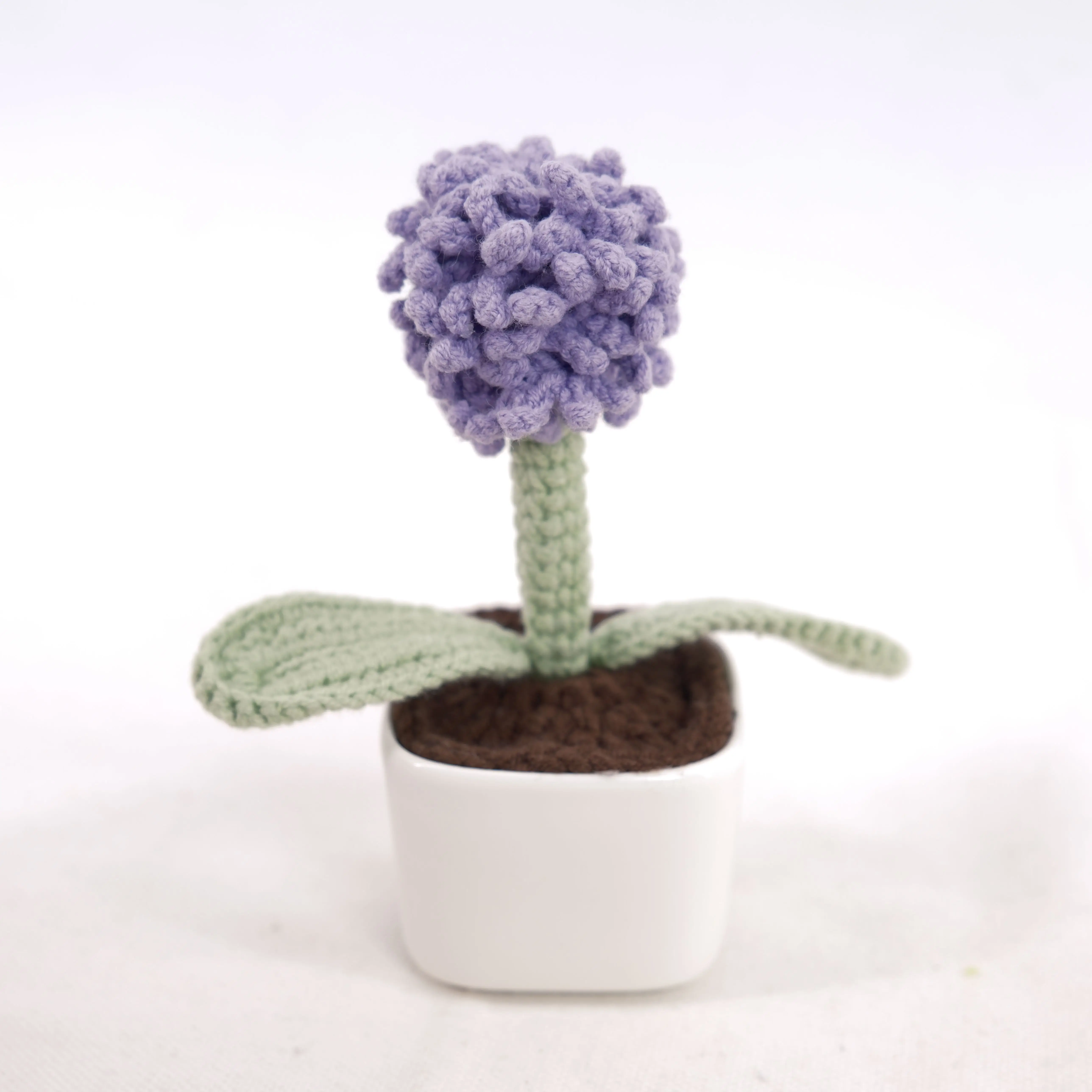 Supplier Home Decor Handmade Mini Simulation Flowers Potted Plants Wool Crochet Finished
