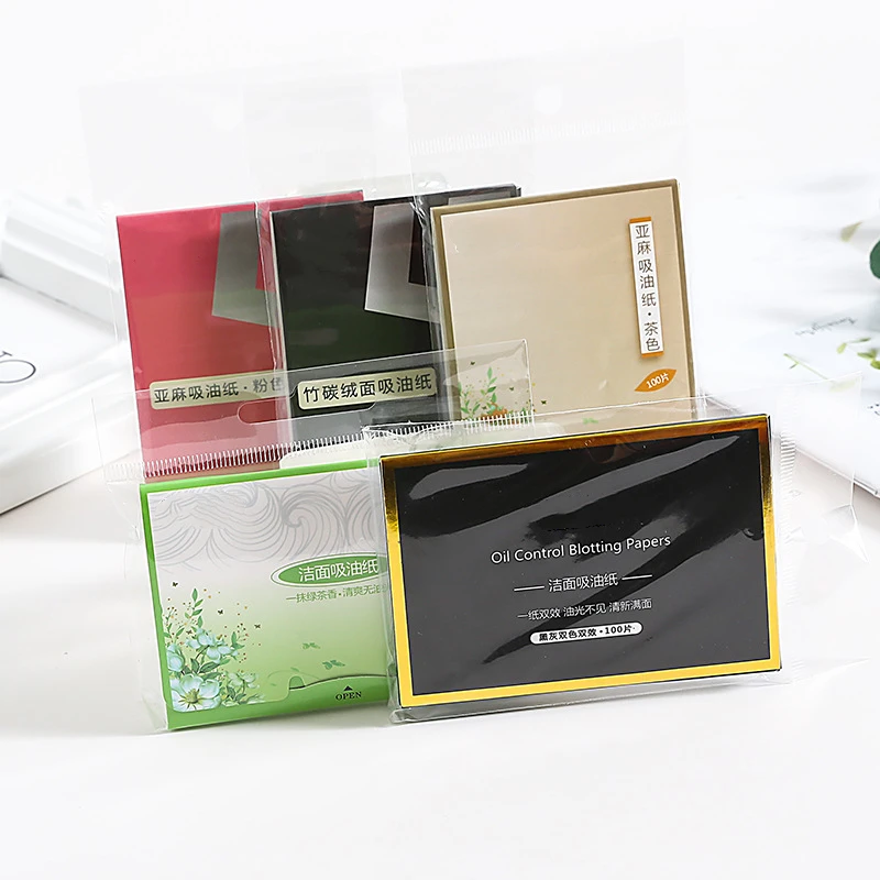 Custom logo Natural Green Tea Facial Oil Blotting Sheets Paper makeup tools Oil Absorbing Sheets Paper
