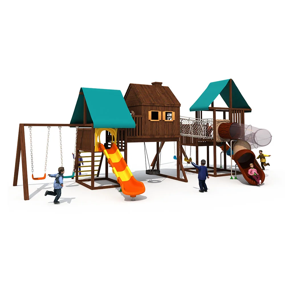 Wood Series Commercial Used Baby Playset Outdoor Wooden Playground Kids