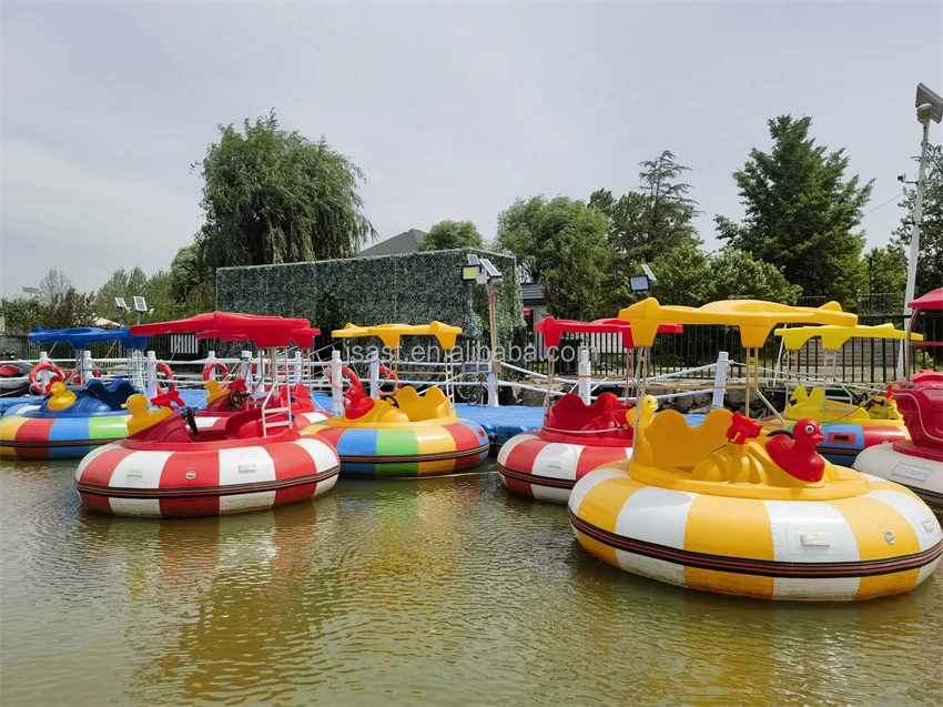 Inflatable bumper cars water pool Kids Inflatable Electric Fiberglass Rubber Plastic Bumper Boat for Amusement Park Gas powered