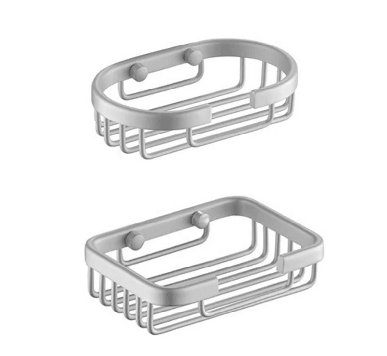 Hot selling Space Aluminum Chrome Bathroom Accessory Sets Soap Basket Soap Dish Holder For Bathroom and Kitchen