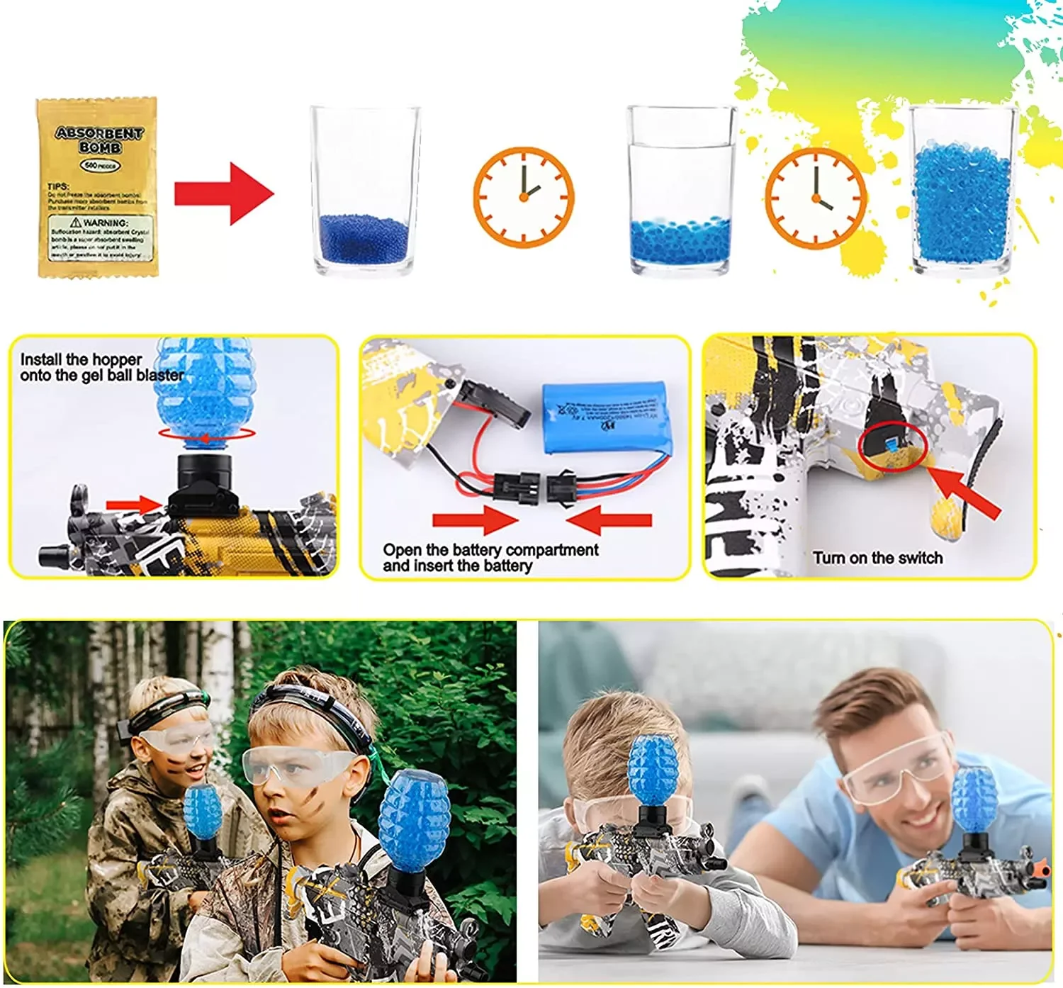 2022 Toy Airsoft Splat gel Ball Gun Blaster Pistol Electric Rifle Outdoor Toy AK47 Water Bead Splat Gun for boys kids