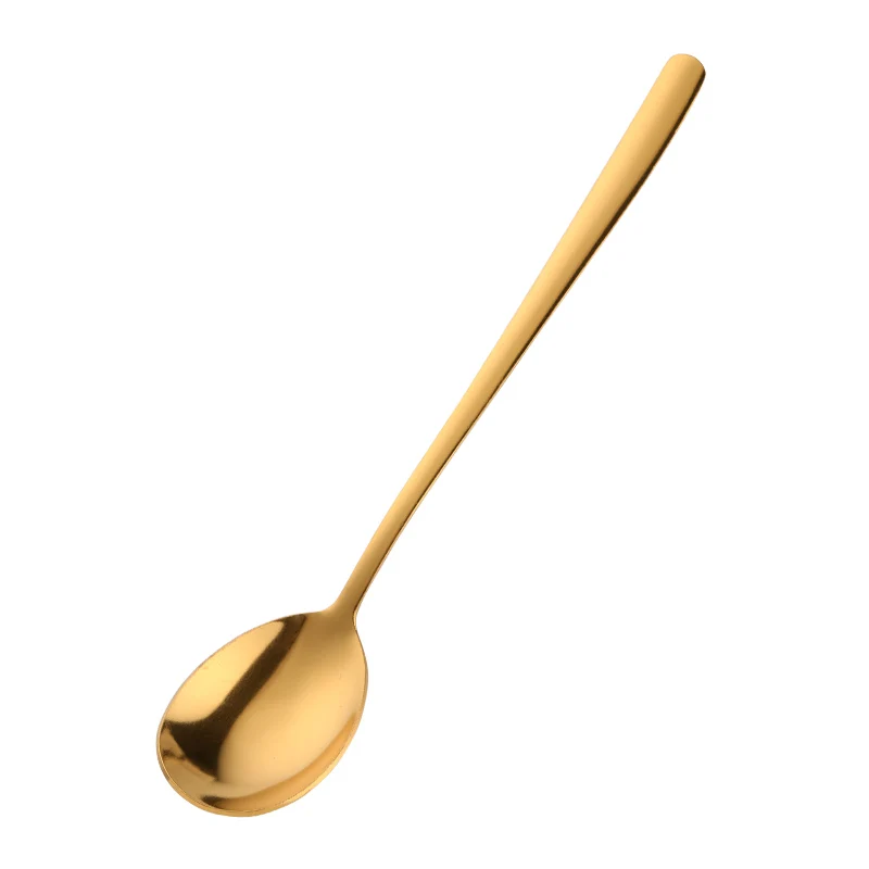 Restaurant cheap korean stainless steel metal long handle soup rice baby ice cream honey gold table spoon