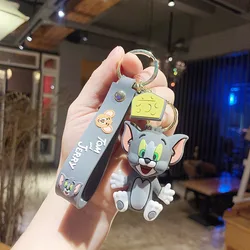 2022 hot new llaveros kawaii rubber tom jerry Keychain cute cat Mouse Jerry Bag decorations metal key chains