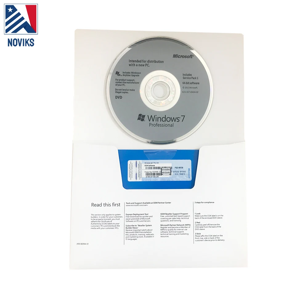 
 Windows 7 professional PRO OEM полный пакет Английский язык Бесплатная доставка DHL  