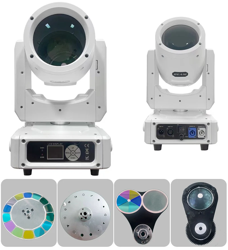 White housing Mini 230w Moving Beam Rotating 8+16+24 Faced Prism 230 Moving Head Beam Spot Light For Stage Lighting