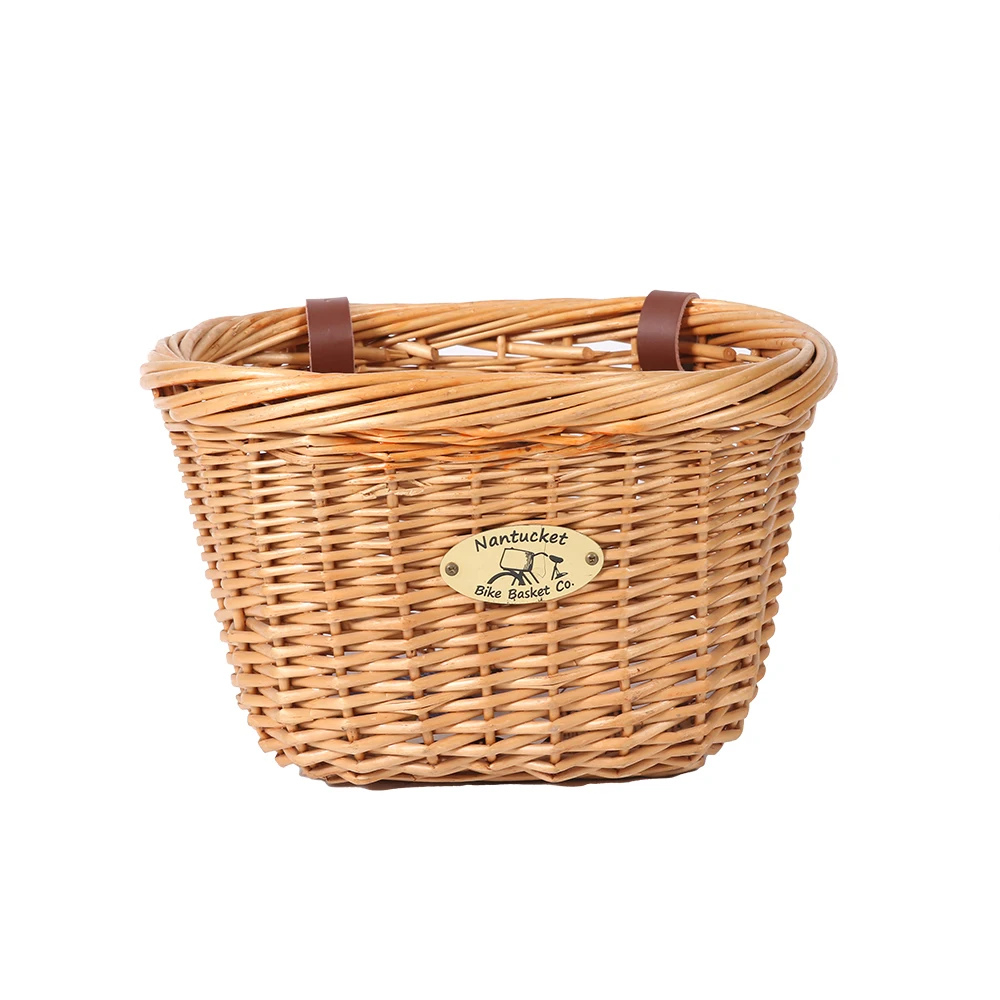 Natural wicker bicycle basket with Handles Handmade cycle bike bag front carrier