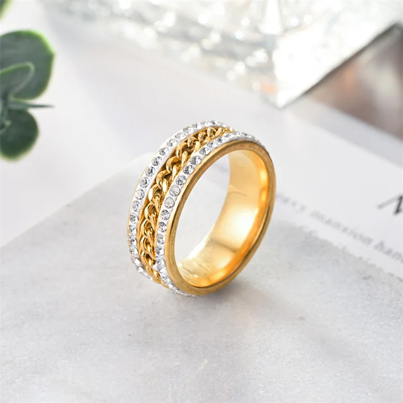 2024 Wholesale Spinning Anxiety Men Jewelry Custom Vintage Black Rotating Roman Number Silver Stainless Steel Spinner Rings
