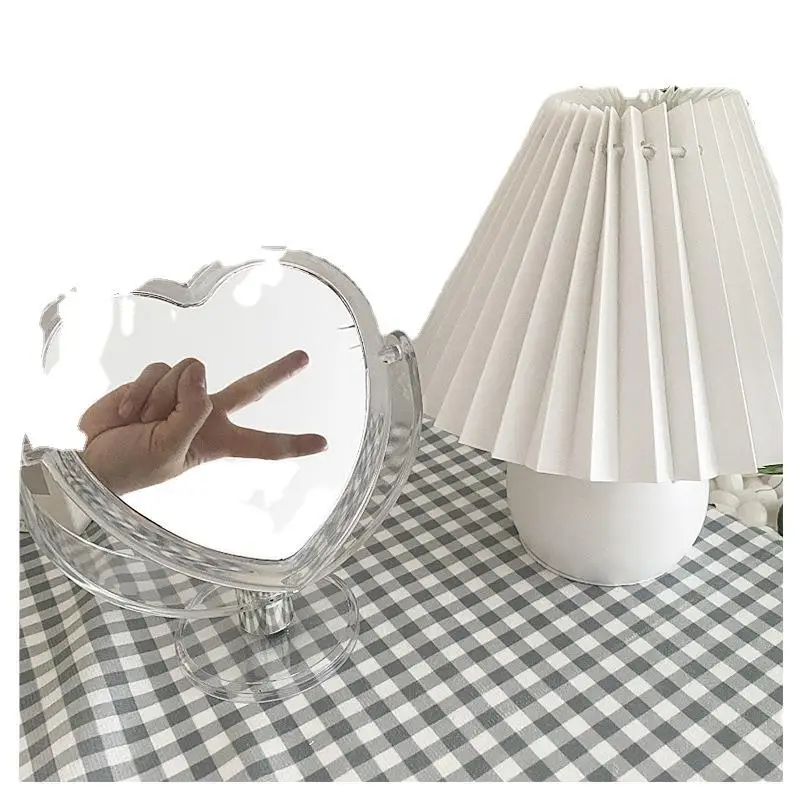 Style Acrylic Pink Heart Mirror Home Use Double Side Desktop Makeup Mirror Student Dormitory Mirror Cosmetic Tools Korea Glass