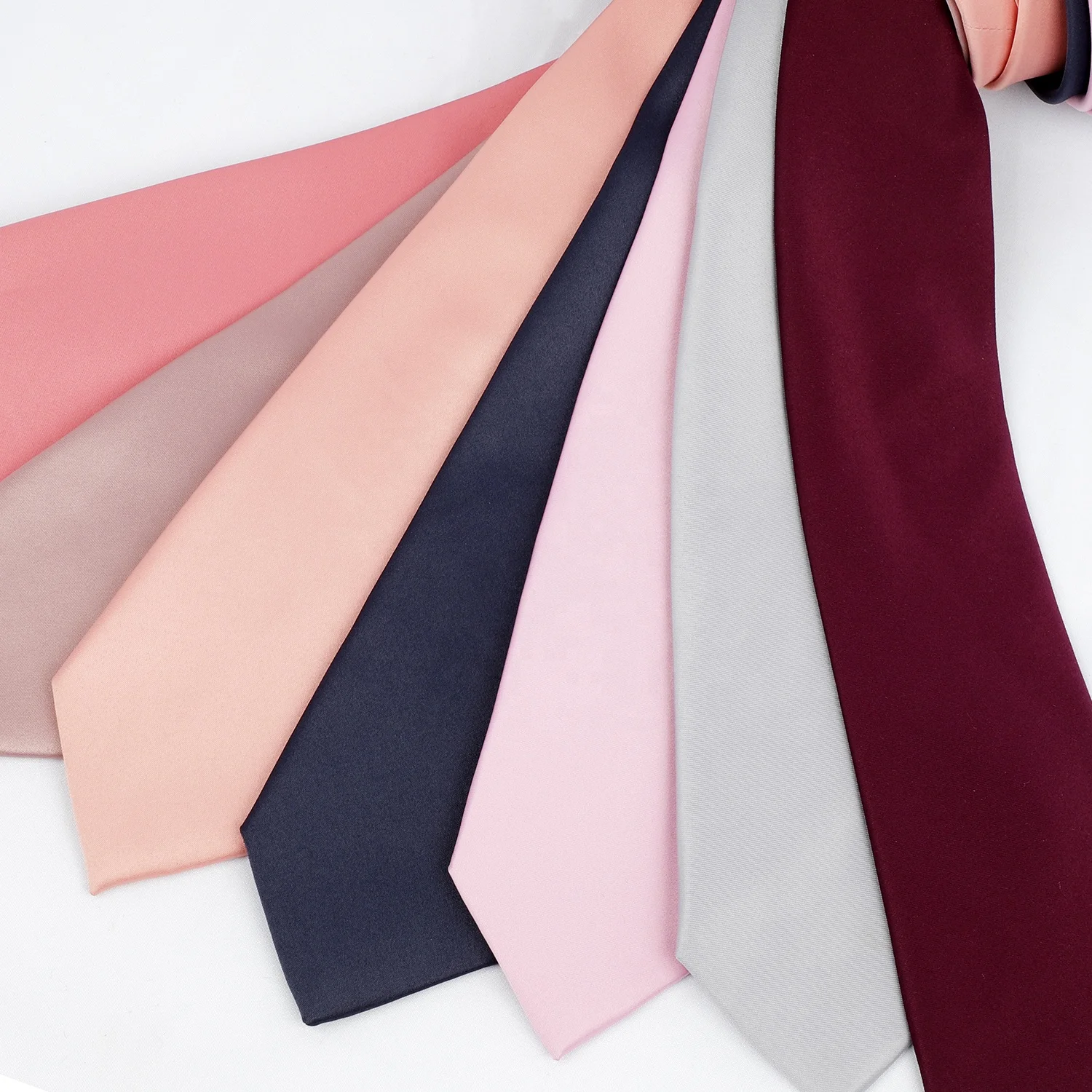 Men Slim Tie Solid Color Necktie Narrow Cravat Red Ties for Wholesale