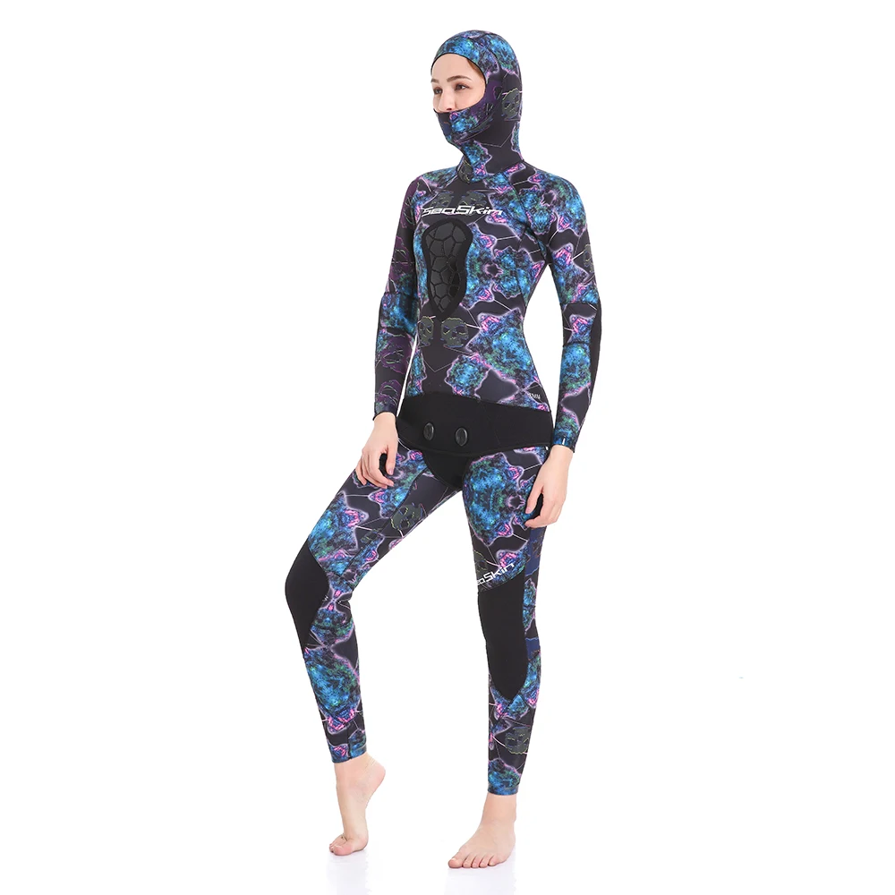 Seaskin Womens Open Cell Neoprene Spearfishing Wetsuits with High Waist Pants