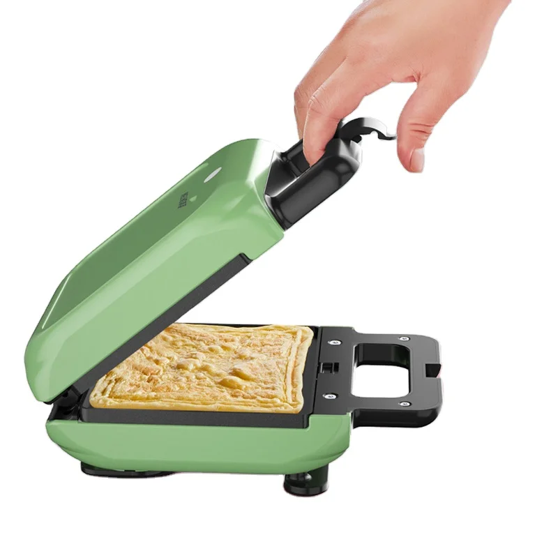 Mini household electric breakfast bread maker portable double side sandwich waffle maker with cool touch handle